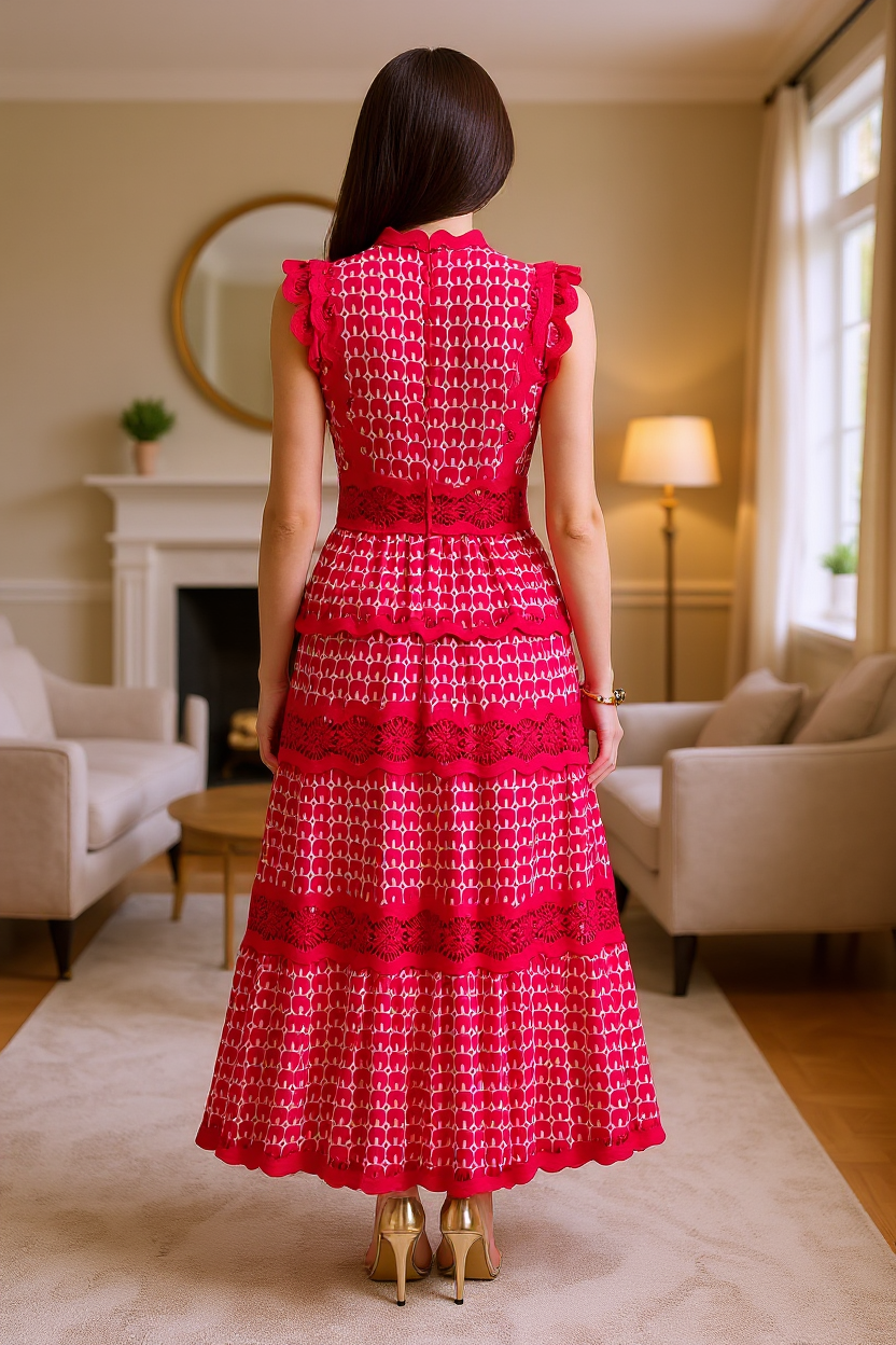 Valentina – Vintage Lace-Trim Maxi Dress