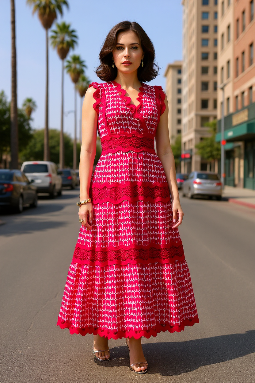 Valentina – Vintage Lace-Trim Maxi Dress