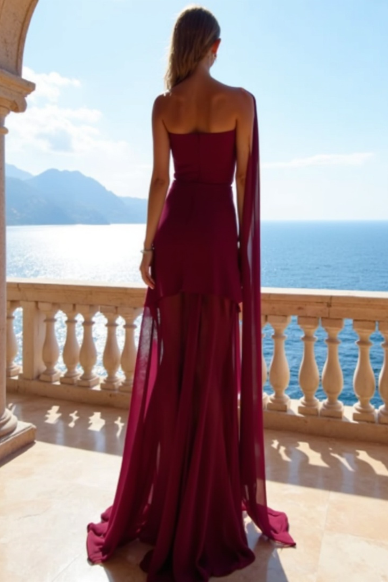 Serena Nights Chiffon Maxi Dress with Scarf
