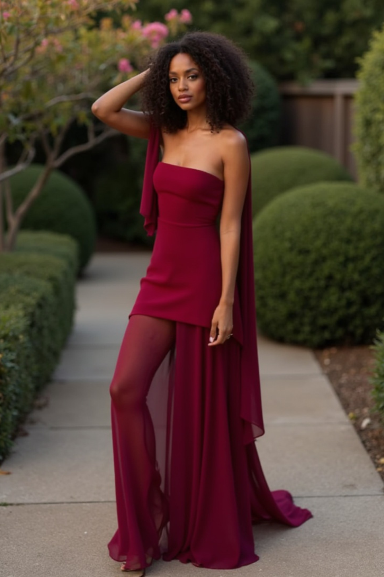 Serena Nights Chiffon Maxi Dress with Scarf