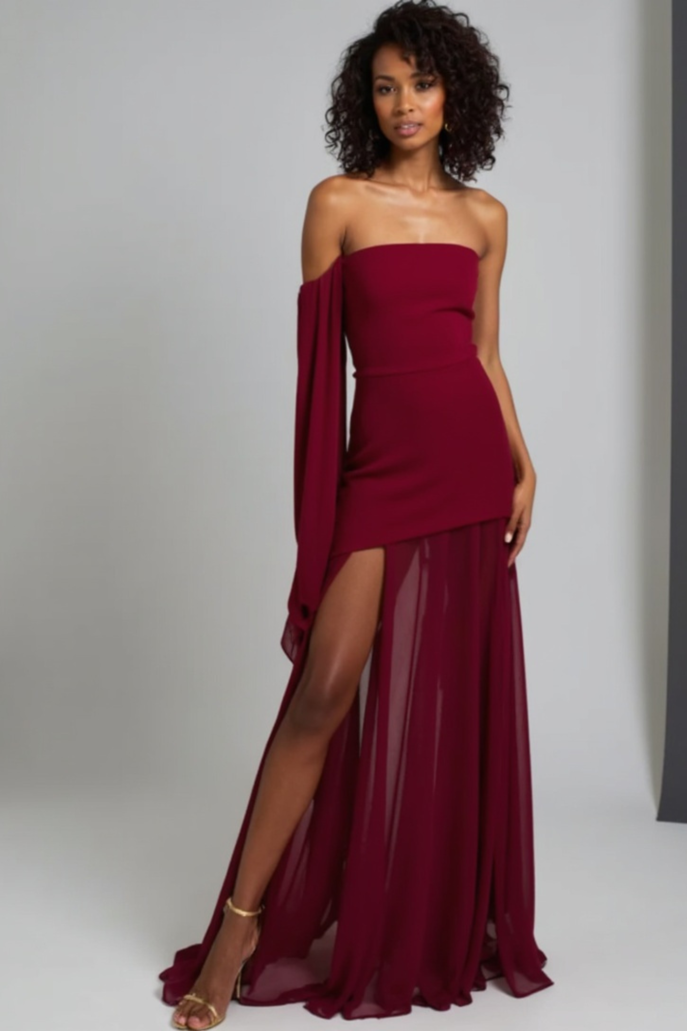 Serena Nights Chiffon Maxi Dress with Scarf