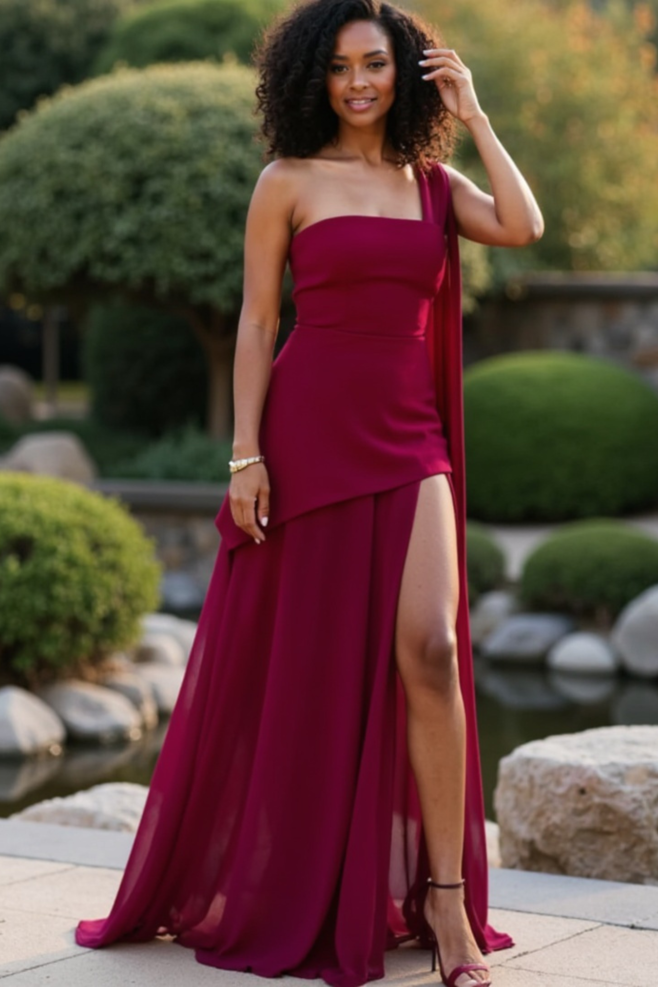 Serena Nights Chiffon Maxi Dress with Scarf