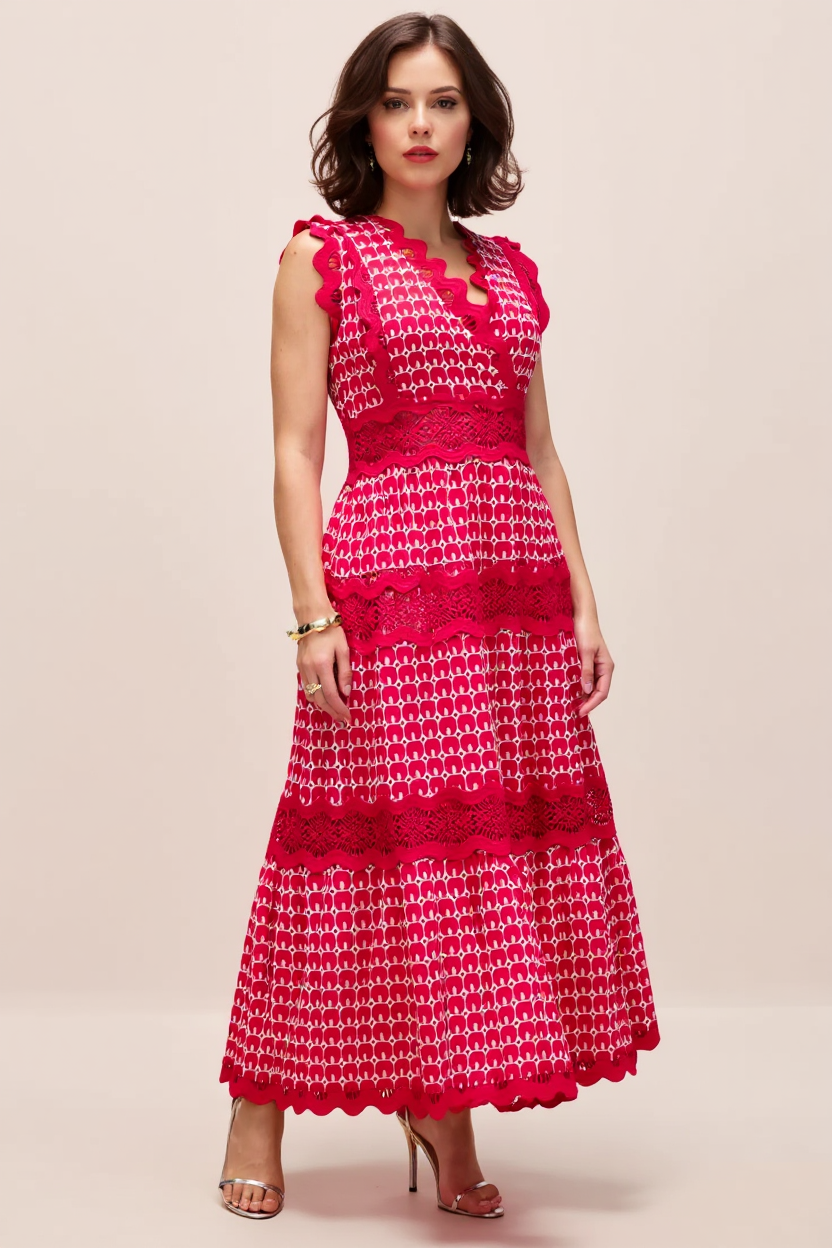 Valentina – Vintage Lace-Trim Maxi Dress