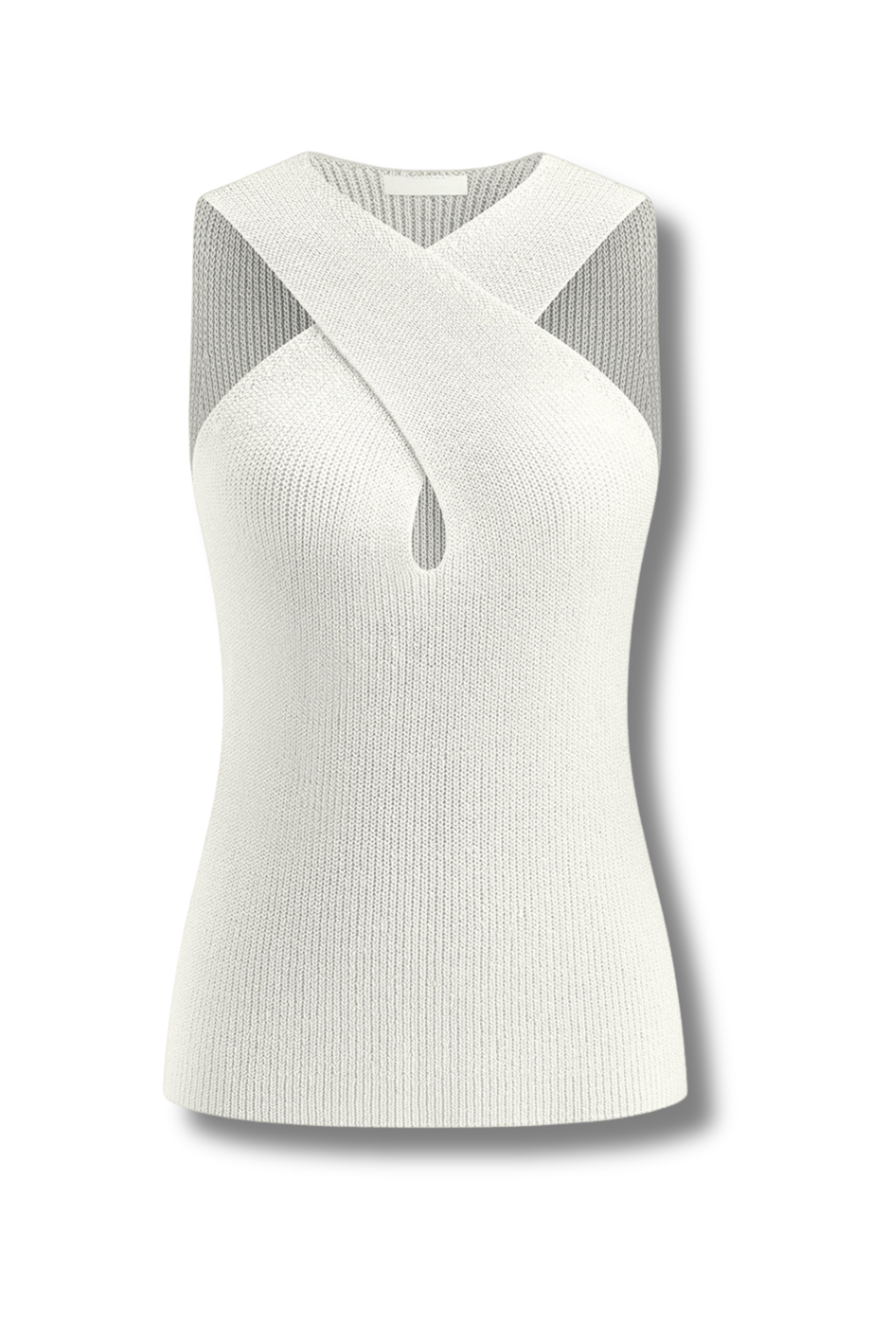 Halter Cross-Over Collar Knit Tank Top