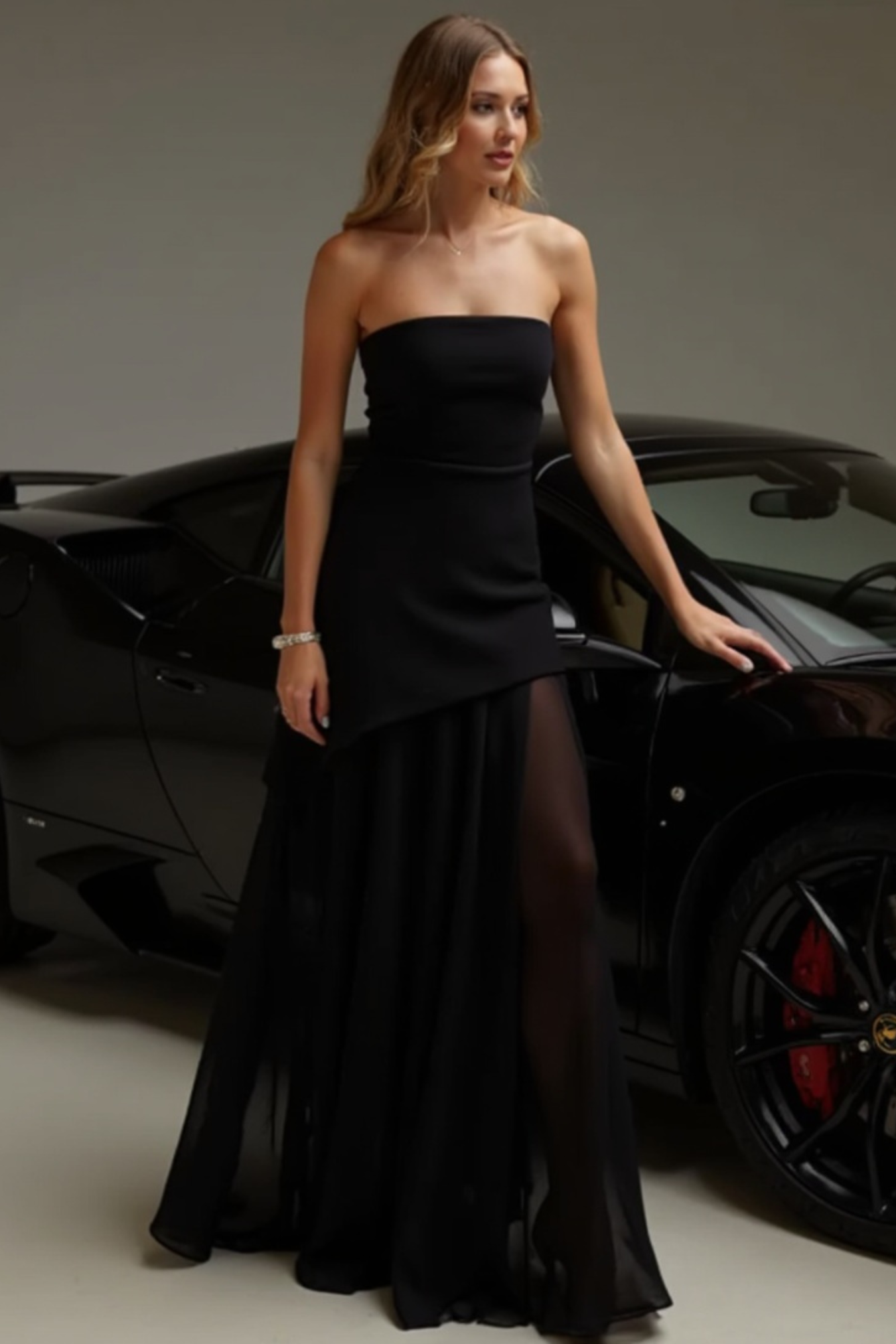 Serena Nights Chiffon Maxi Dress with Scarf