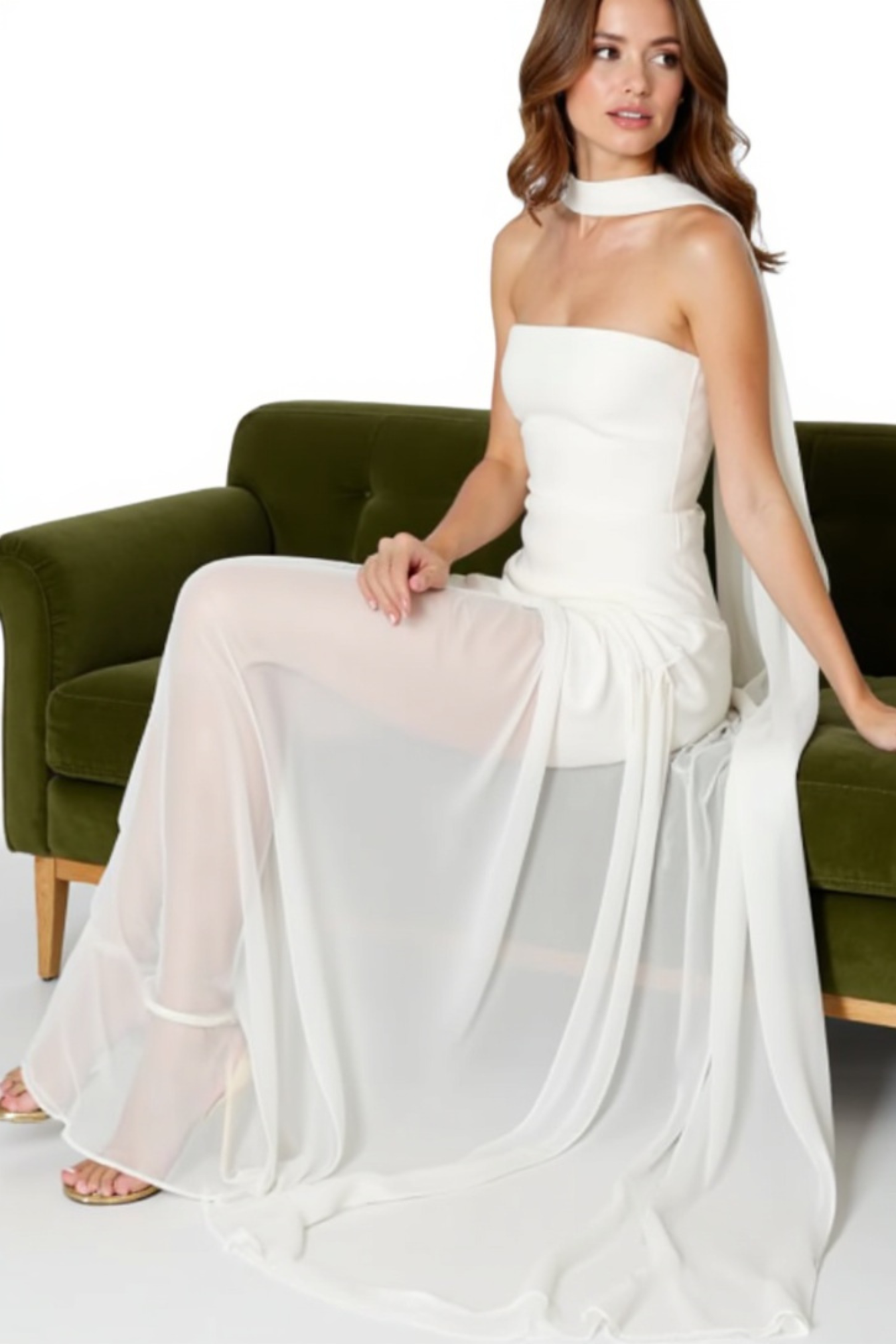Serena Nights Chiffon Maxi Dress with Scarf