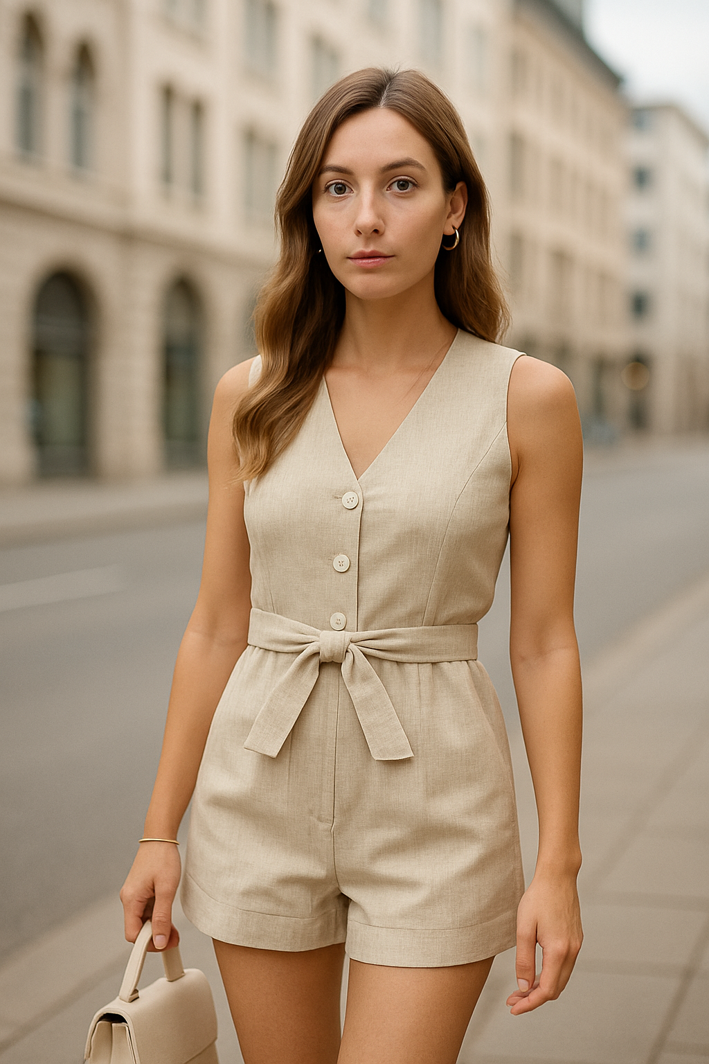 Elise – Sleeveless Belted Button-Up Linen Set