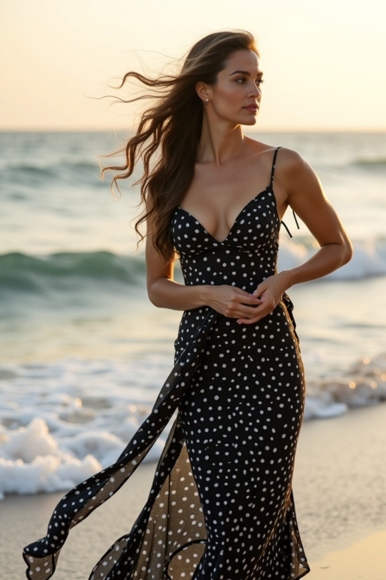 VELVET SUNSET MAXI DRESS - BLACK AND CREAM