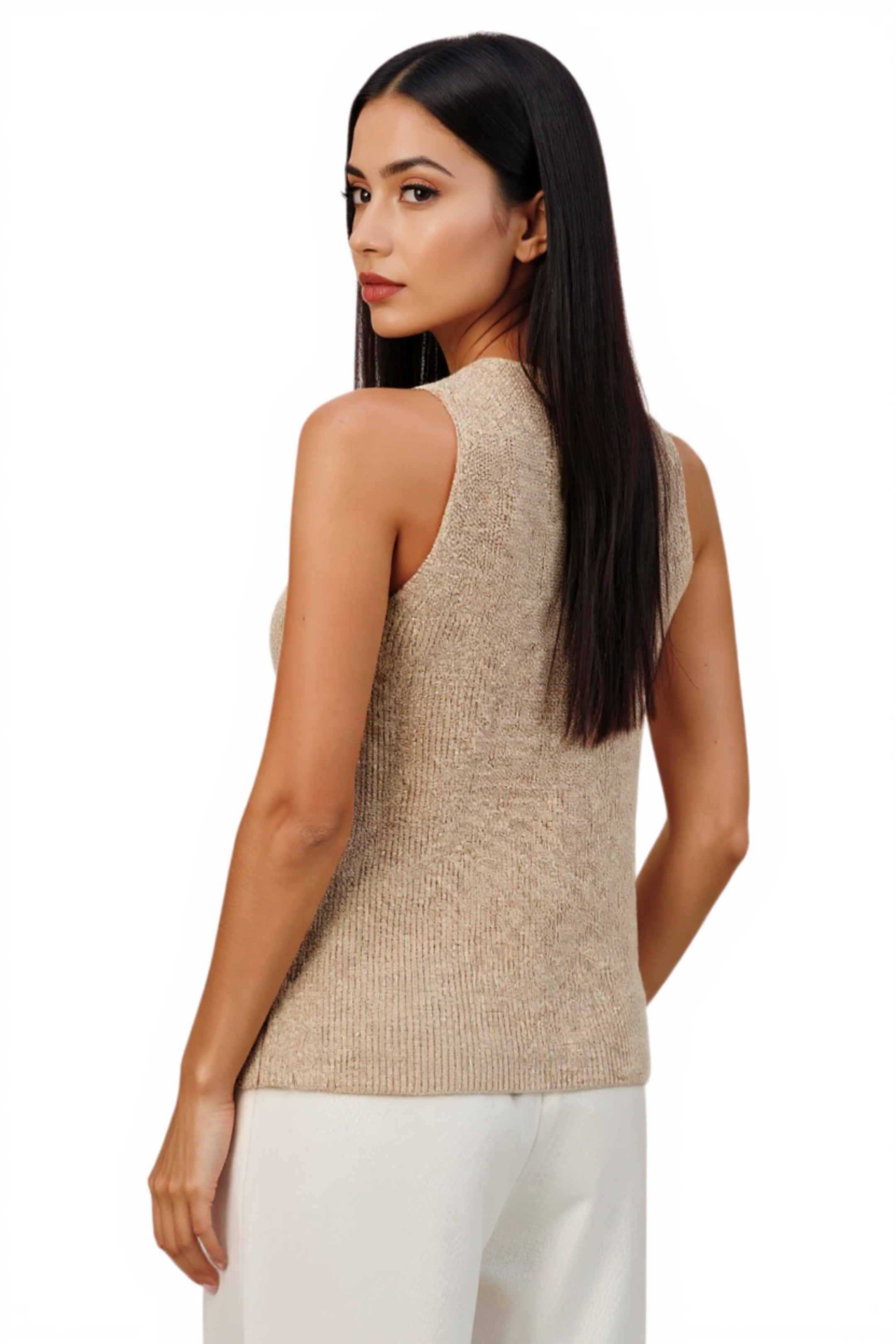 Halter Cross-Over Collar Knit Tank Top
