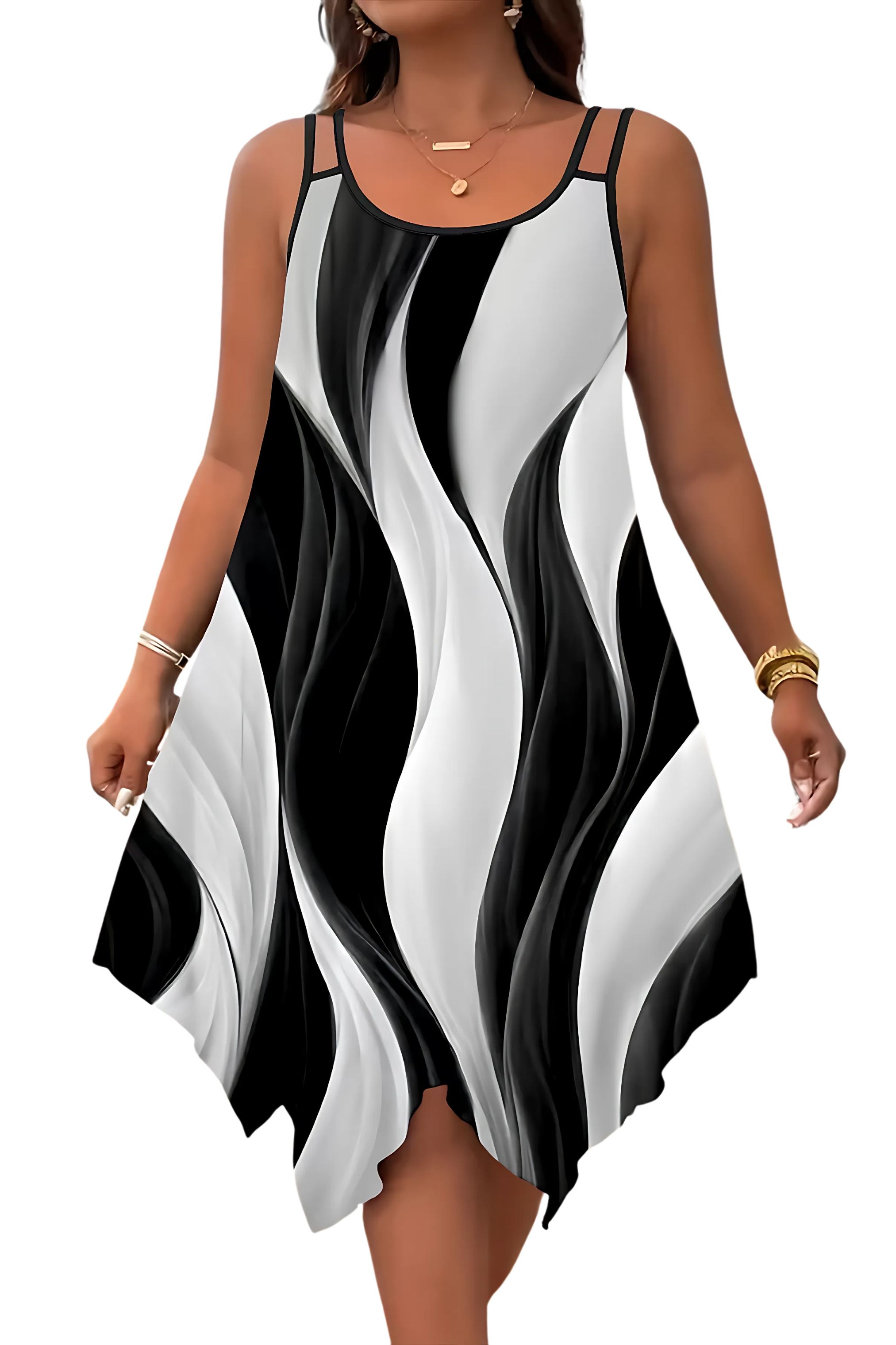 Asymmetrical Plus Size Dress – Abstract Summer Style