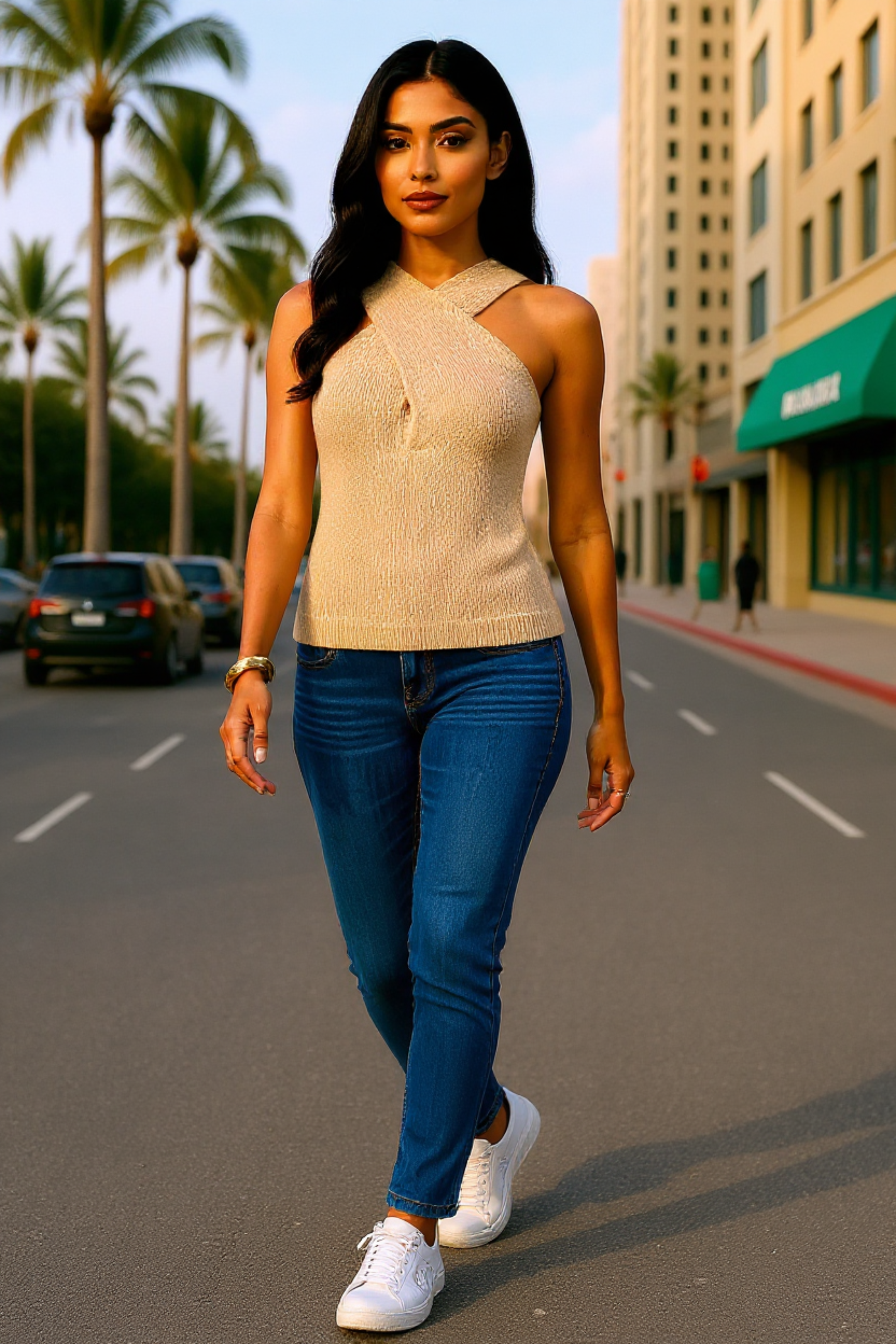 Halter Cross-Over Collar Knit Tank Top