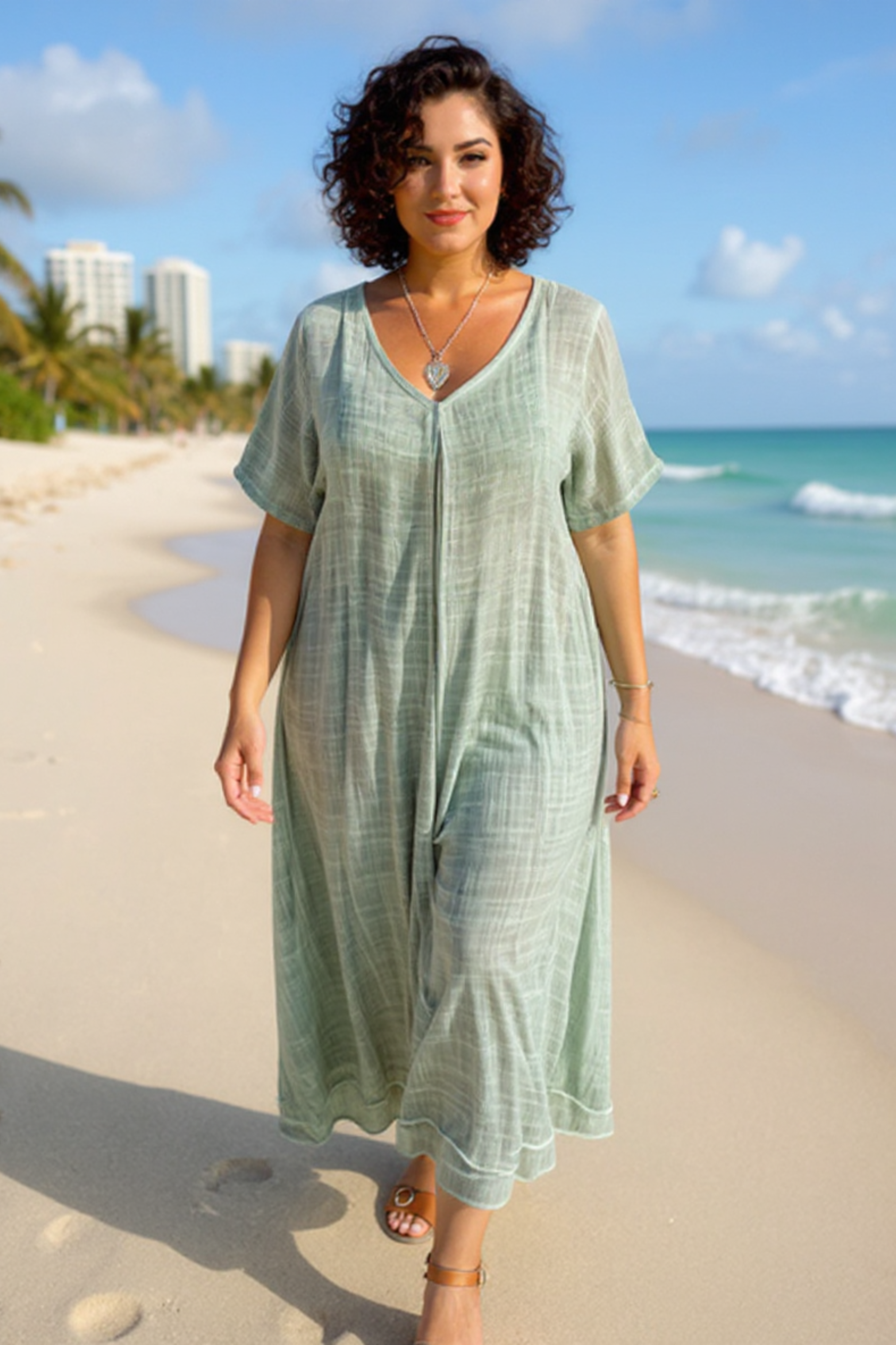 Fresh V-Neck Maxi Dress