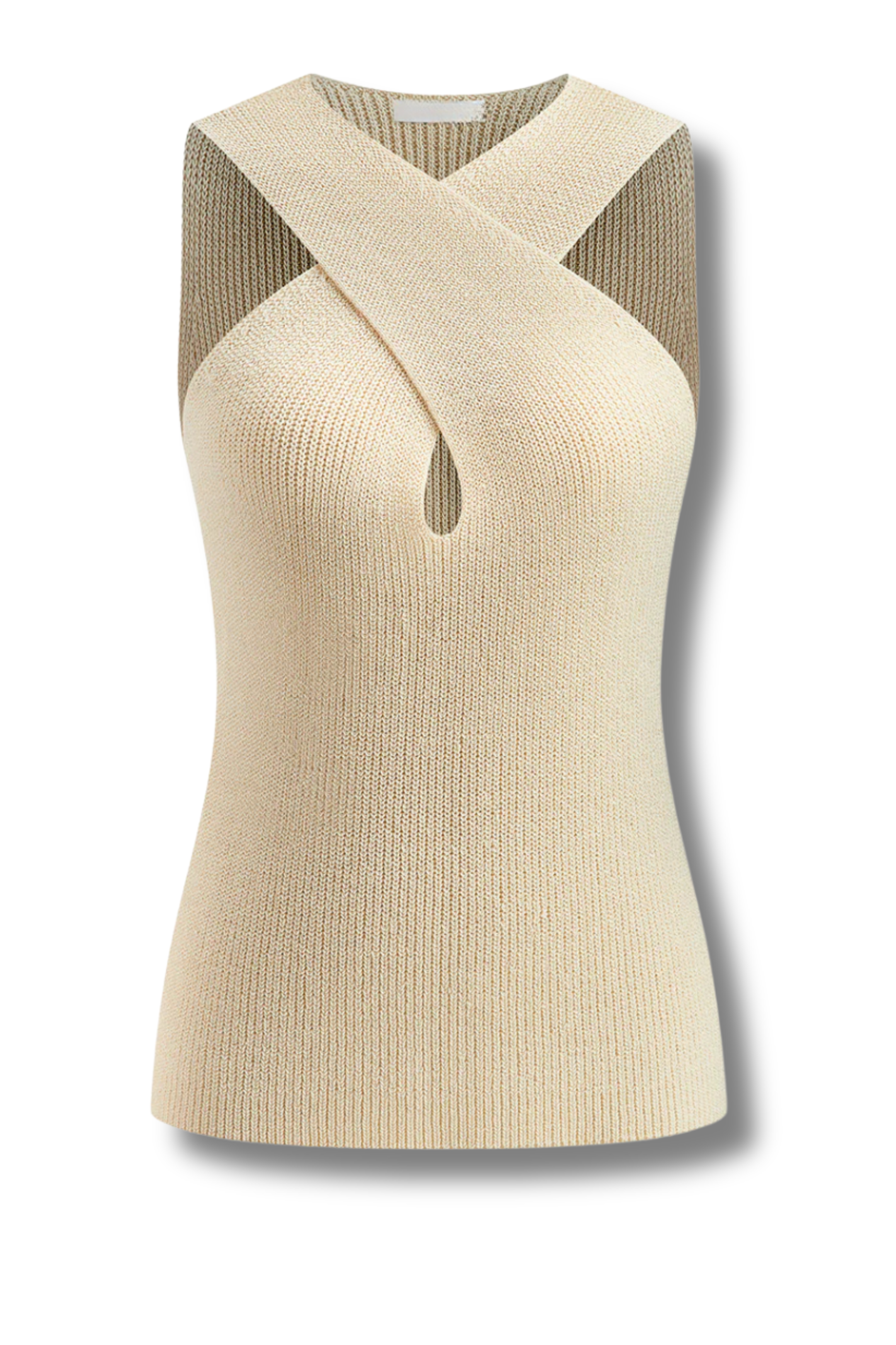 Halter Cross-Over Collar Knit Tank Top